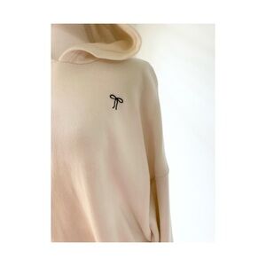Aerie Ivory Pullover Hoodie with Bow Detail